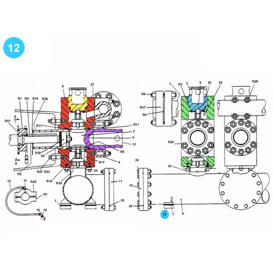 item#12 F-800 Fluid-End Assembly Continental Emsco Style Spacer F-800 Fluid End Assembly image