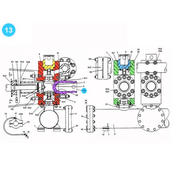 item#13 F-800 Fluid-End Assembly Continental Emsco Style Cylinder Head F-800 Fluid End Assembly image