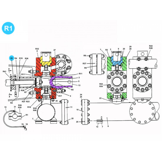 item#R1 F-800 Fluid-End Assembly Continental Emsco Style Piston Rod Clamp F-800 Fluid End Assembly image