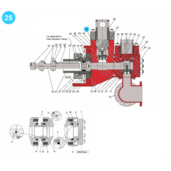 item#25 National Style 14-P-220 Fluid-End Assembly Original Valve Cover Seal National Style 14-P-220 Fluid-End Assembly image