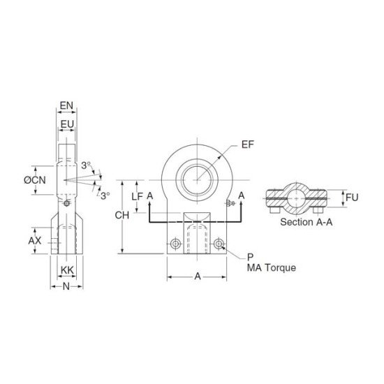 Showing image for Rod Eye with Spherical Bearing Dimensions Rod Eye with Spherical Bearing Dimensions Hydraulic Cylinders image
