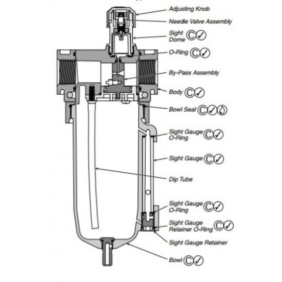 Showing image for RKL100/20SA-2/M1 Parker Watts Pneumatic Lubricator Repair Kit RKL100/20SA-2/M1 Parker Watts Pneumatic Lubricator Repair Kit Parker Air Valves image
