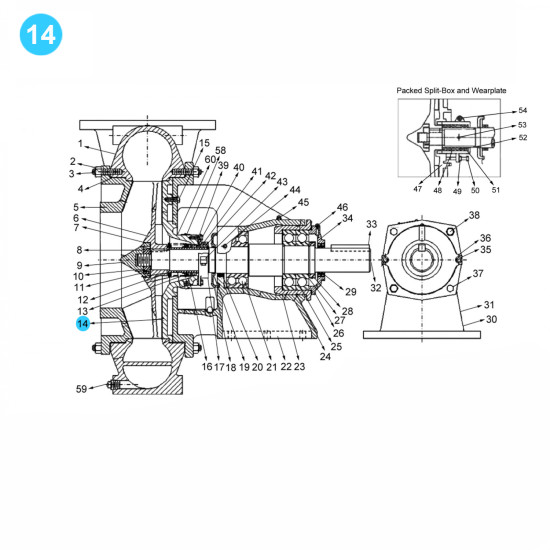 Showing image for item#14 Mission Style. Sizes: 8x6x18; 12x10x23; 14x12x22 (7500 GPM - 500 HP) Stuffing Box, Mech item#14 Mission Style. Sizes: 8x6x18; 12x10x23; 14x12x22 (7500 GPM - 500 HP) Stuffing Box, Mech Mission Style- Magnum XP image