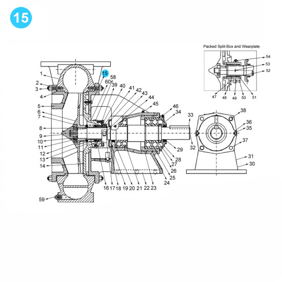 Showing image for item#15 Mission Style. Sizes: 8x6x18; 12x10x23; 14x12x22 (7500 GPM - 500 HP) Bolt, Stuffing Box item#15 Mission Style. Sizes: 8x6x18; 12x10x23; 14x12x22 (7500 GPM - 500 HP) Bolt, Stuffing Box Mission Style- Magnum XP image