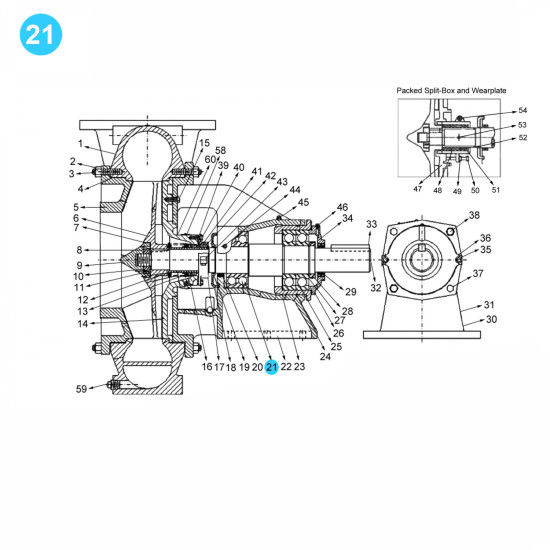 Showing image for item#21 Mission Style. Sizes: 8x6x18; 12x10x23; 14x12x22 (7500 GPM - 500 HP) Bearing, Inboard item#21 Mission Style. Sizes: 8x6x18; 12x10x23; 14x12x22 (7500 GPM - 500 HP) Bearing, Inboard image