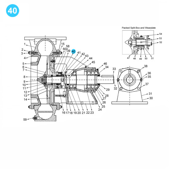 item#40 Mission Style. Sizes: 8x6x18; 12x10x23; 14x12x22 (7500 GPM - 500 HP) Bolt, Packing Gland image