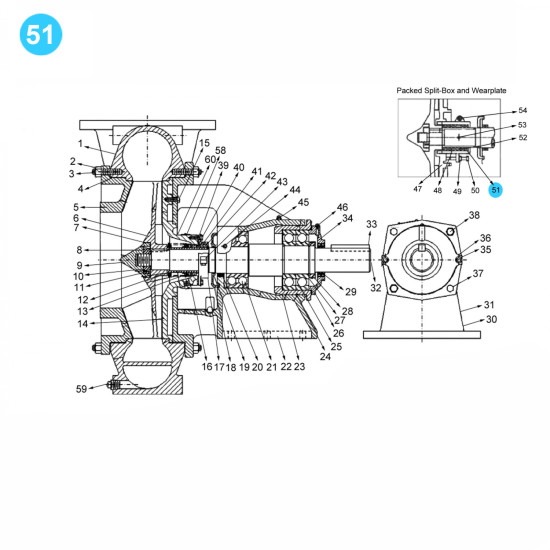 Showing image for item#51 Mission Style. Sizes: 8x6x18; 12x10x23; 14x12x22 (7500 GPM - 500 HP) Stuffing Box, Split item#51 Mission Style. Sizes: 8x6x18; 12x10x23; 14x12x22 (7500 GPM - 500 HP) Stuffing Box, Split Mission Style- Magnum XP image